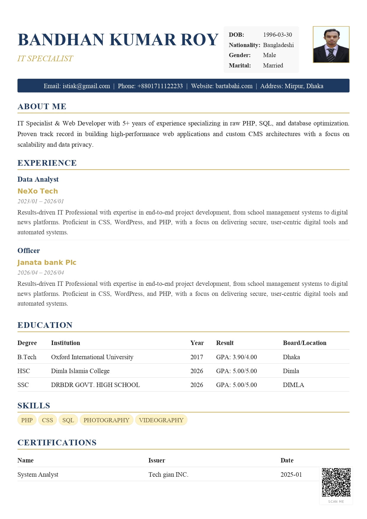 Classic CV template