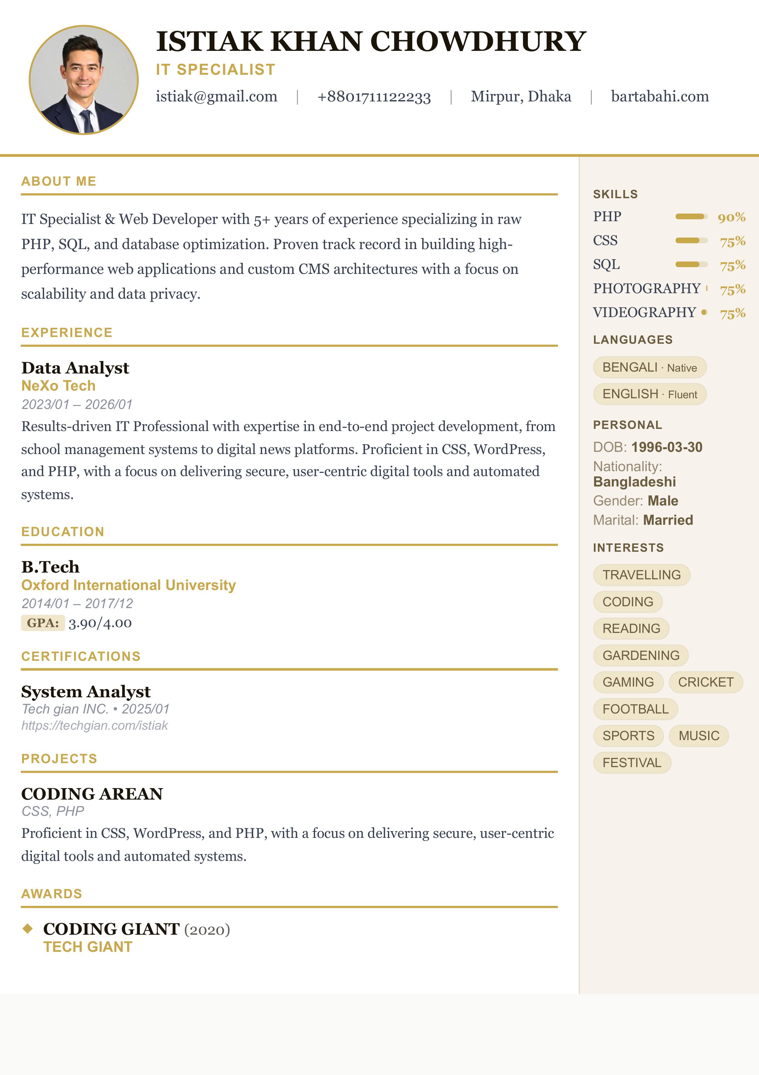 Executive Bio resume template