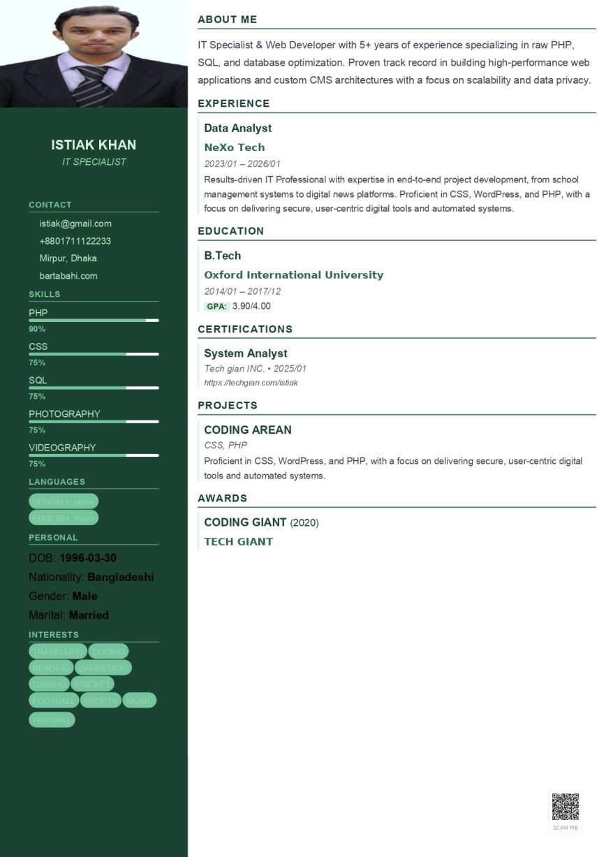 Forest Green resume template