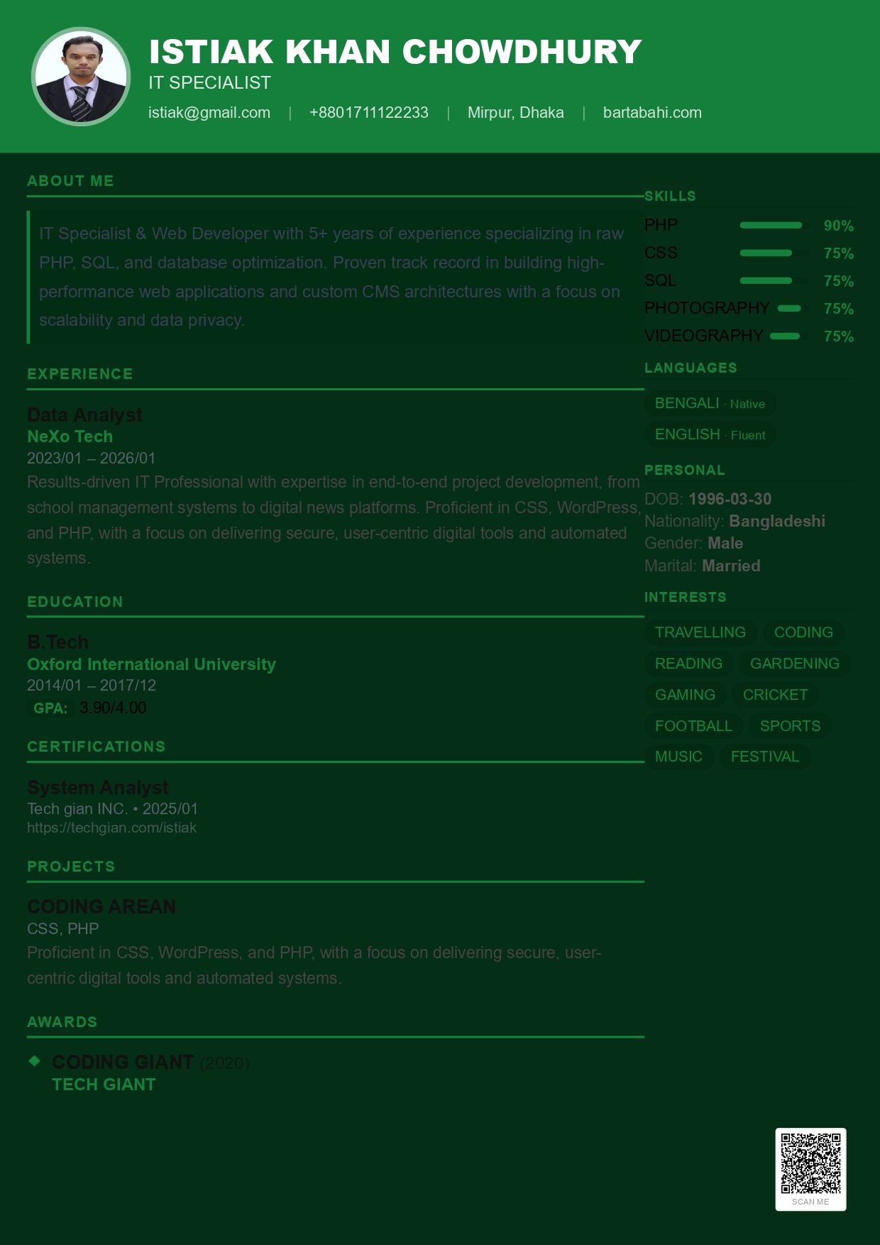 Matrix Dark template