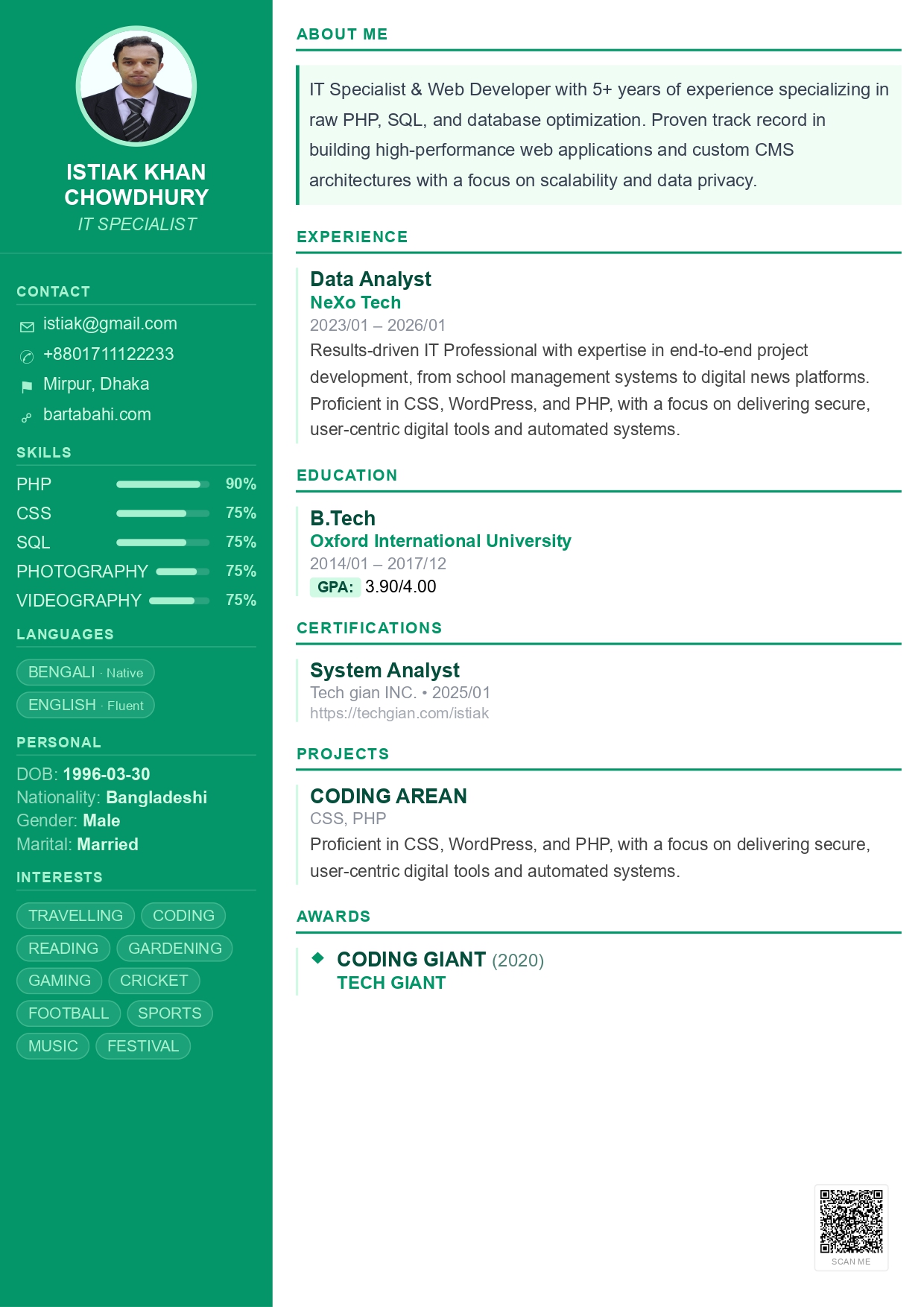 Mint Fresh resume template