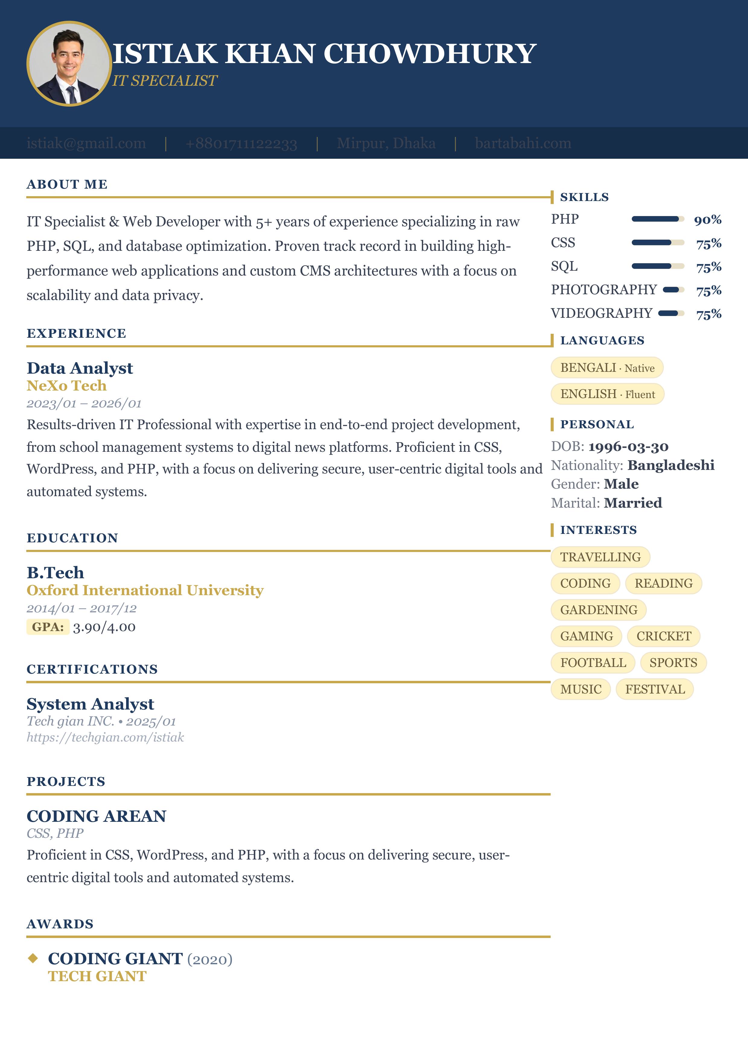 Professional Classic resume template