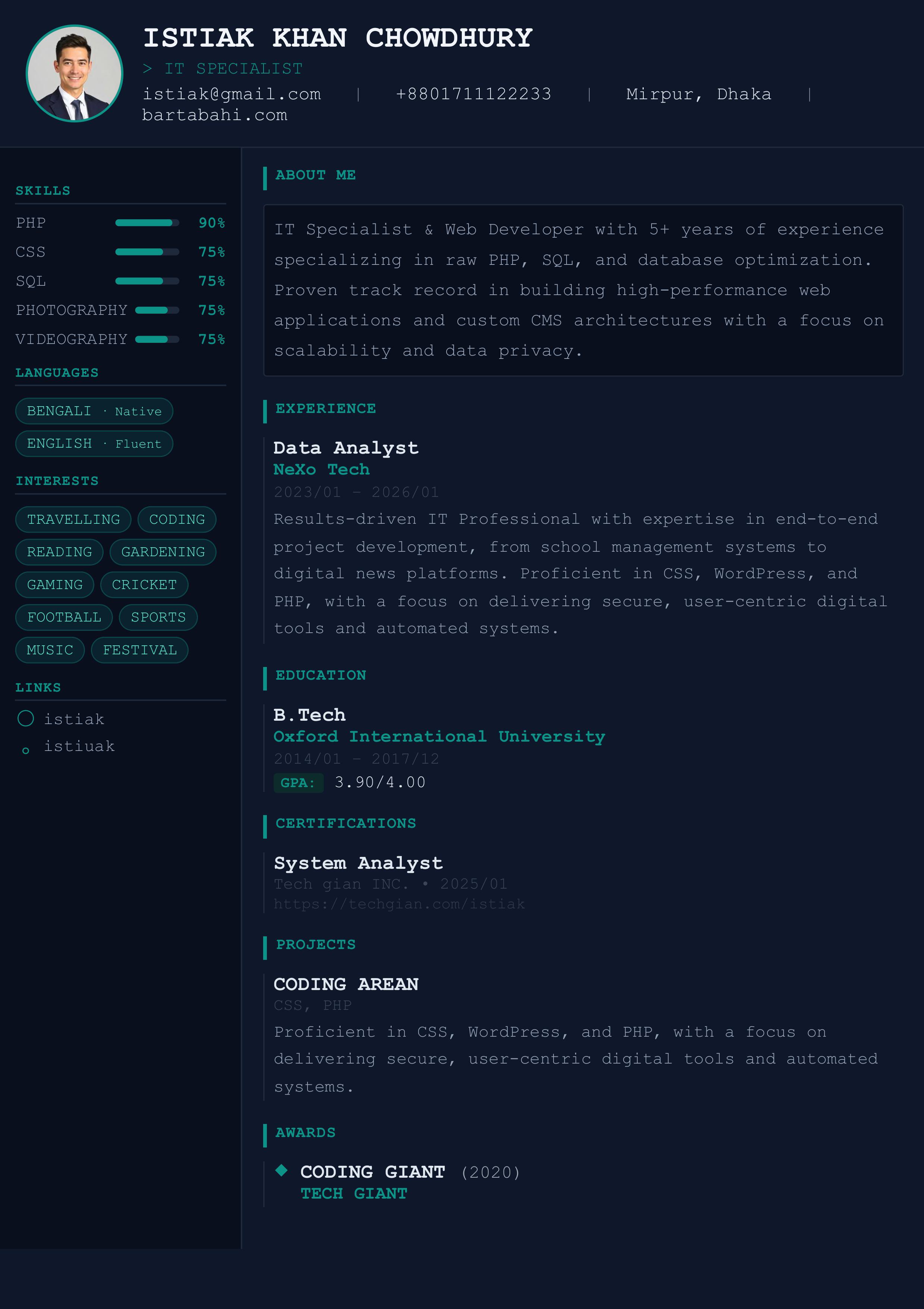 Tech Minimal resume template