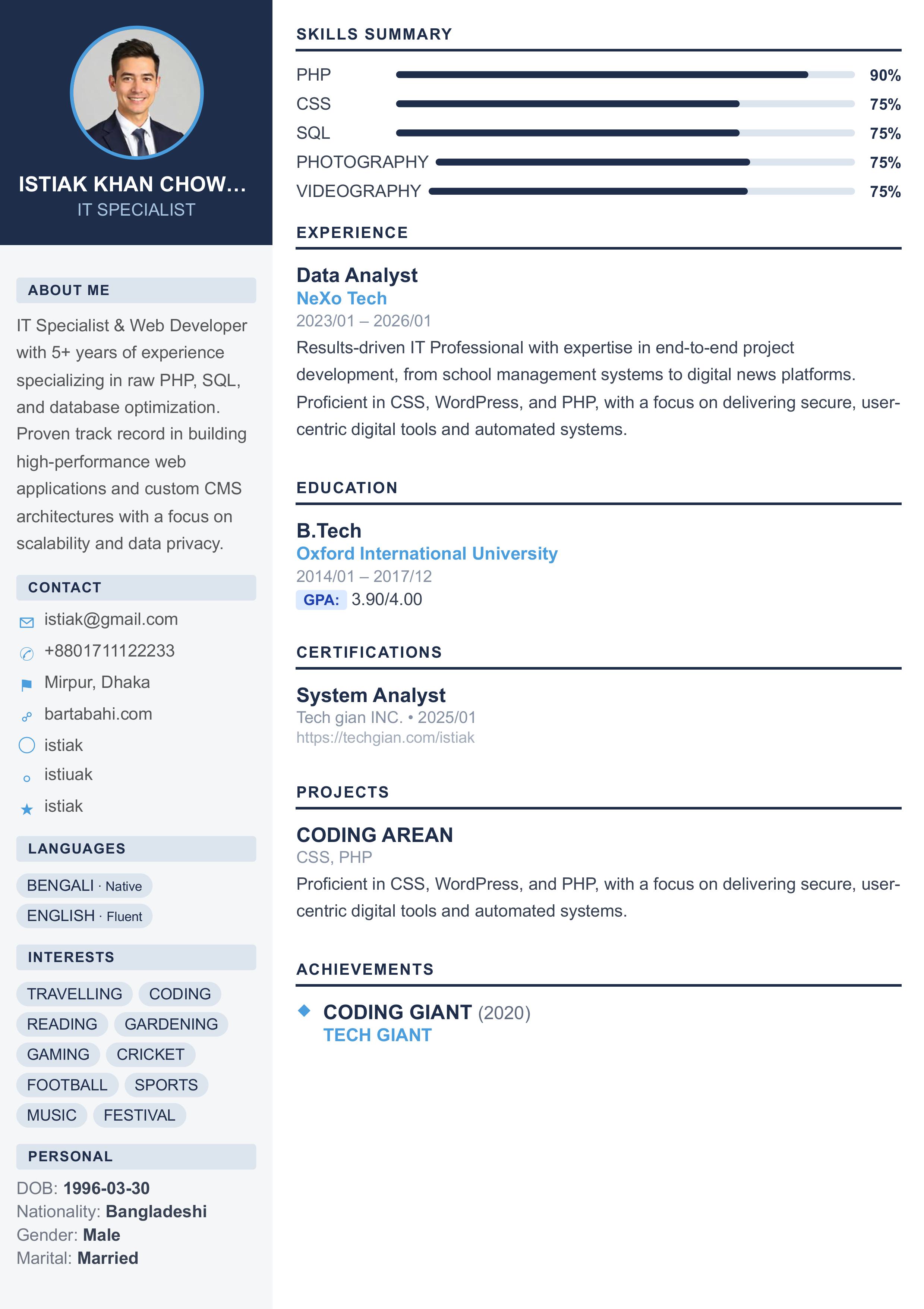 Vibrant Two resume template